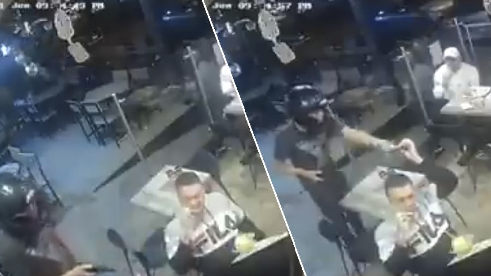 ? (Video) Un hombre no deja de comer sus alitas de pollo durante un robo en un restaurante en México