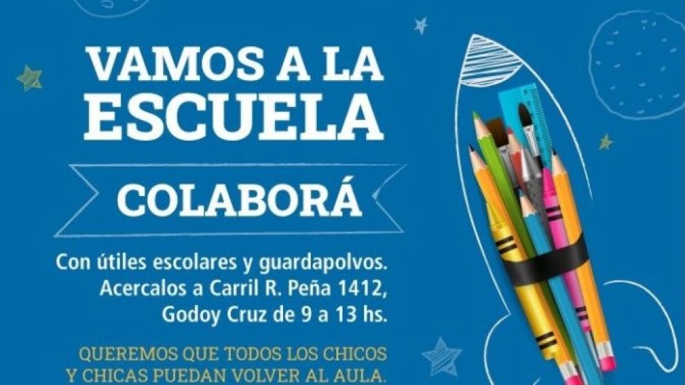 Diversas entidades de Mendoza invitan a participar de la campa�a “Vamos a la escuela”: c�mo colaborar