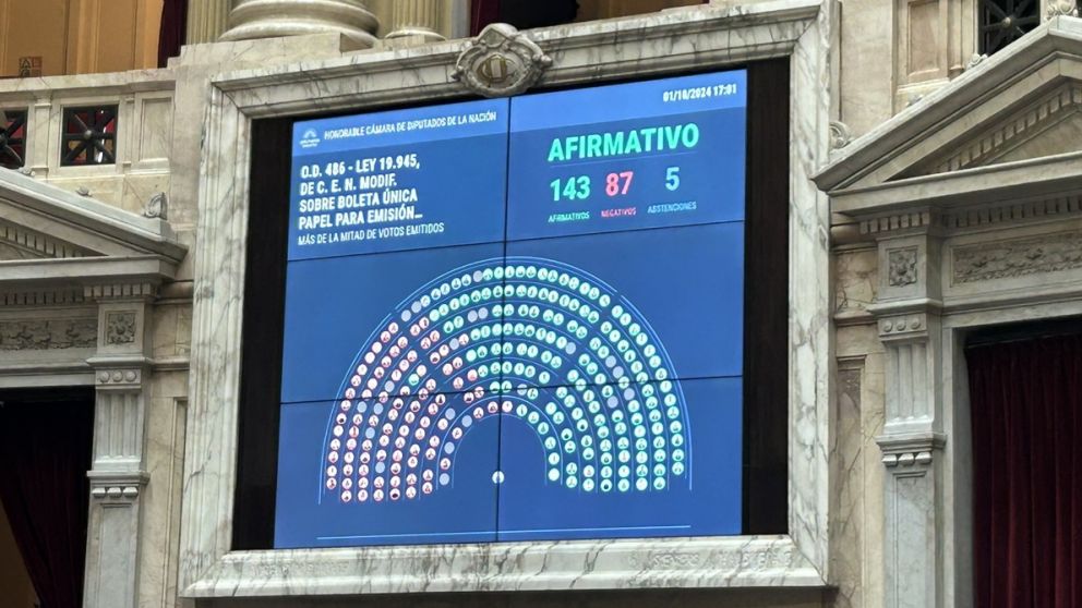 Diputados convirtió en ley la Boleta Única de Papel, con un sistema casi calcado al que se utiliza en Mendoza