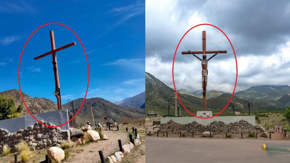 El Cristo del Manzano Hist�rico ya no est�: lo retiraron tras el accidente con la gr�a