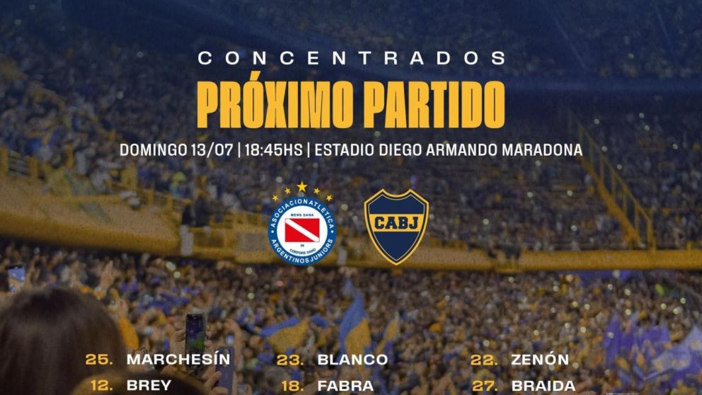 La lista de convocados de Boca, con sorpresas y varias ausencias de peso