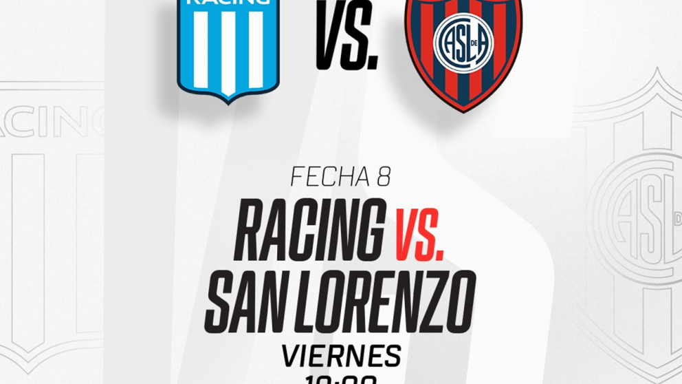 Racing y San Lorenzo, frente a frente en Avellaneda por la octava fecha del Clausura.