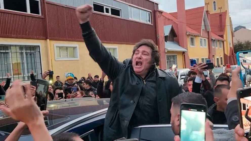 Un Milei desaforado, durante un acto de camapa�a.
