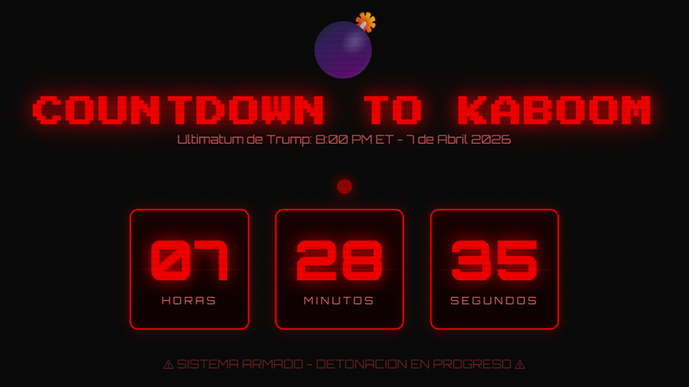 Una misteriosa web activ� un reloj que marca el tiempo restante para la supuesta bomba nuclear de Trump a Ir�n.
